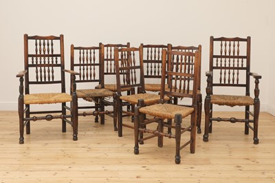 Lot 447 - A matched set of eight spindle back dining chairs