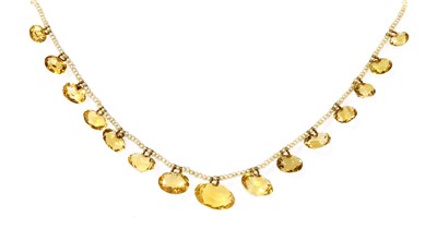 Lot 91 - A late Victorian seed pearl and citrine fringe necklace