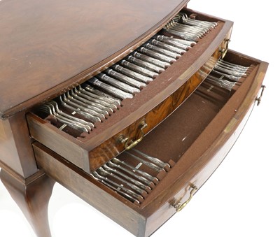 Lot 39 - A Chippendale style walnut canteen of silver flatware