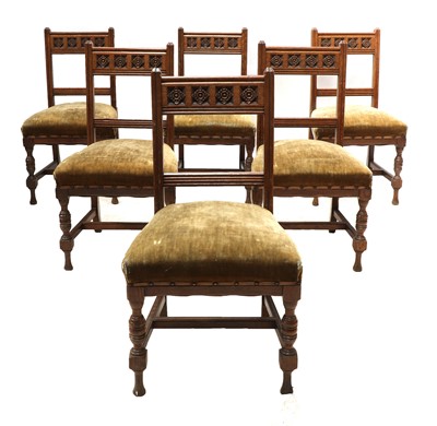 Lot 46 - A set of six oak dining chairs