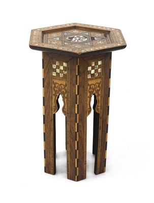 Lot 129 - An inlaid hexagonal stand
