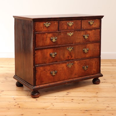 Lot 195 - A Queen Anne walnut and oak chest of drawers
