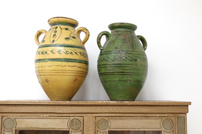 Lot 1 - A pair of large French pottery vases