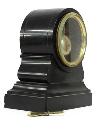 Lot 13 - A black marble drumhead mantel clock