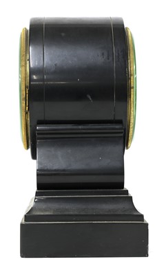 Lot 13 - A black marble drumhead mantel clock