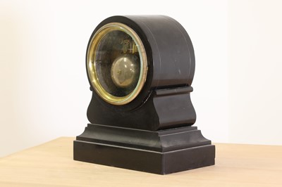 Lot 13 - A black marble drumhead mantel clock