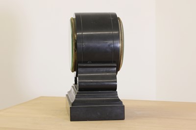 Lot 13 - A black marble drumhead mantel clock