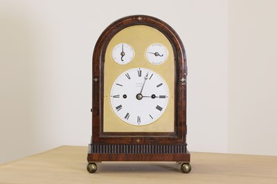 Lot 17 - A Regency brass inlaid rosewood mantel clock