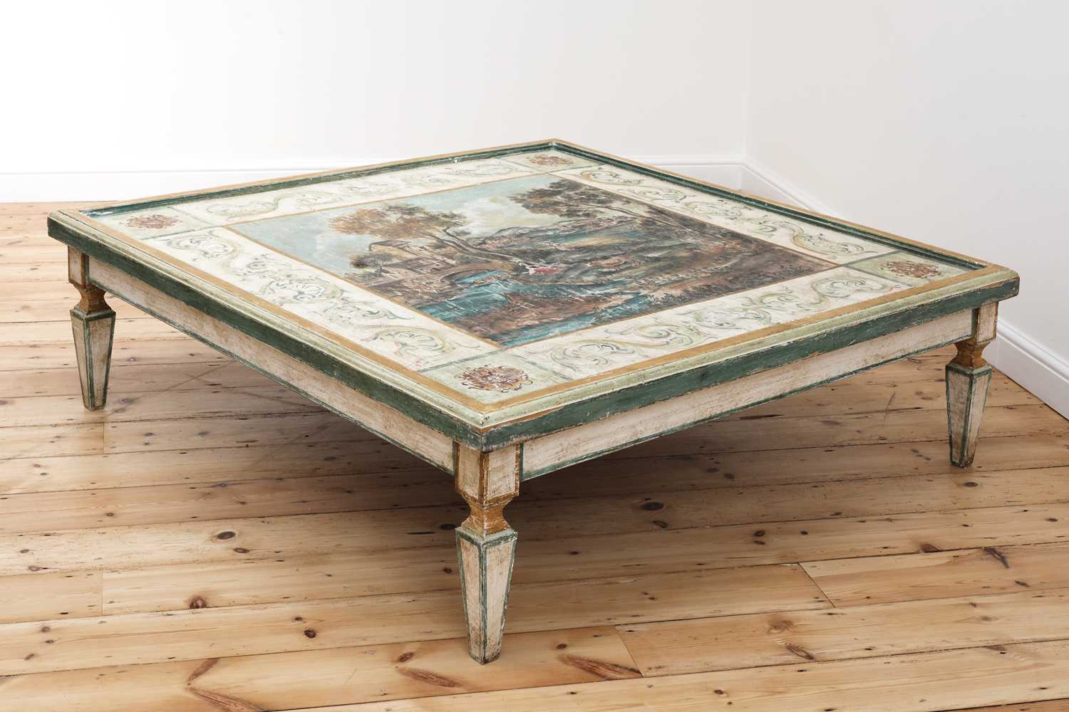 Lot 2 - A large Continental painted wood coffee table