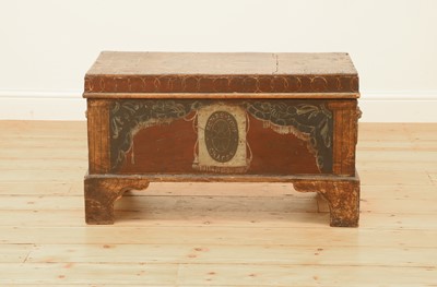 Lot 332 - A small painted wooden chest