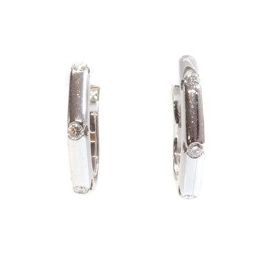 Lot 364 - A pair of 18ct gold diamond set hoop earrings, by Mappin & Webb, c.2000