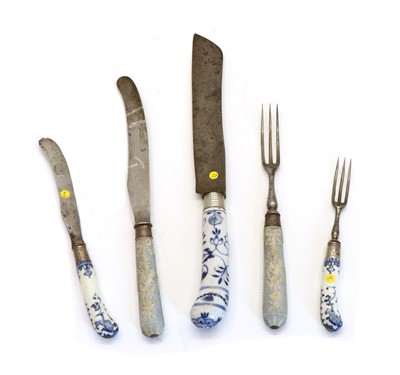 Lot 72 - Two pairs of ceramic handled knives and forks