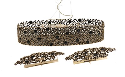 Lot 794 - A contemporary gilt and glass-mounted ceiling light