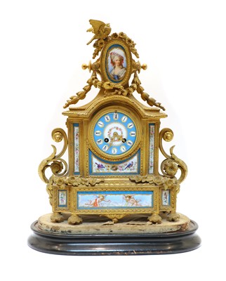 Lot 153 - A French Louis XVI-style gilt-bronze mantel clock