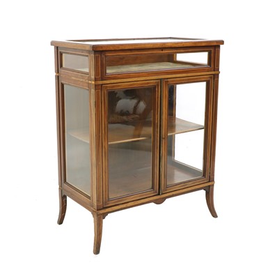 Lot 242 - An Edwardian mahogany and line inlaid bijouterie cabinet