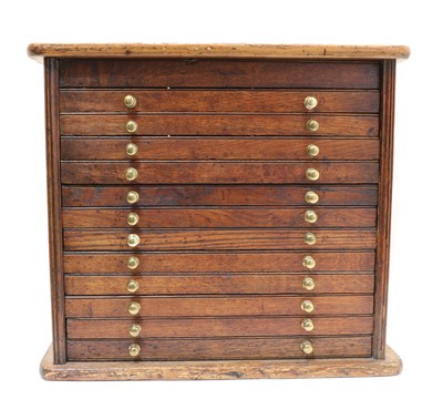 Lot 250 - A pitch pine and oak collector’s cabinet