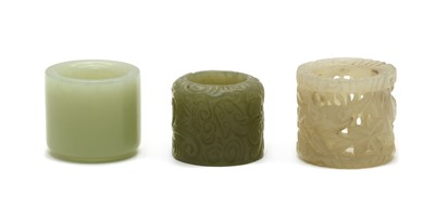 Lot 99 - A collection of three Chinese jade archers rings