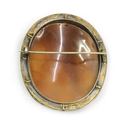Lot 1042 - A Victorian silver gilt mounted shell cameo brooch