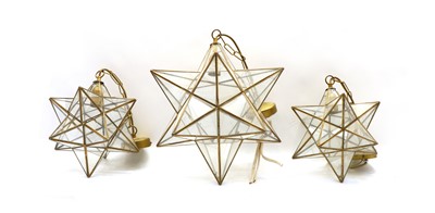 Lot 207 - A brass and glass star lantern
