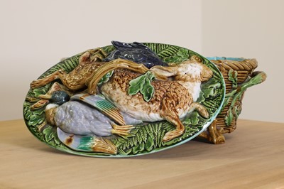 Lot 287 - A Victorian Minton majolica game dish and cover