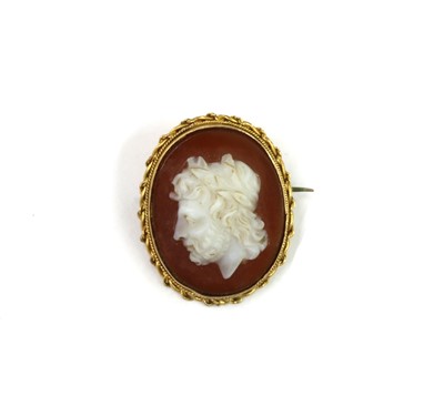 Lot 1011 - A gold mounted sardonyx cameo