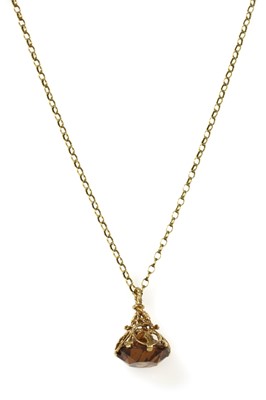 Lot 1239 - A 9ct gold glass set fob
