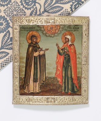 Lot 5 - An icon of two female saints