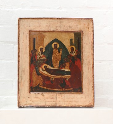 Lot 6 - An icon of the Dormition of the Mother of God