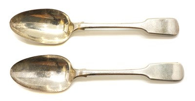 Lot 10 - A pair of Victorian silver fiddle pattern table spoons