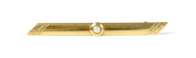 Lot 1035 - A Swedish gold pearl bar brooch