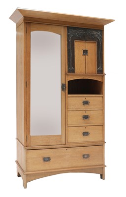 Lot 330 - An Arts & Crafts oak single wardrobe