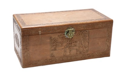 Lot 344 - A carved camphorwood trunk