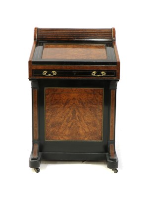 Lot 380 - A Victorian burrwood and ebonised davenport