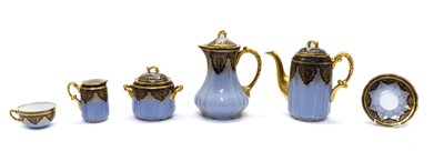 Lot 93 - A Limoges two tone blue tea service