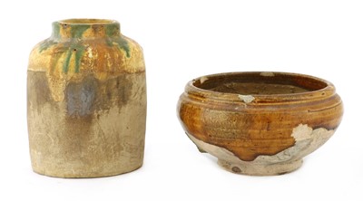 Lot 6 - A Chinese sancai-glazed earthenware jar
