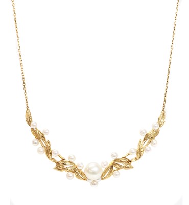 Lot 383 - A cultured pearl necklace, by Mikimoto
