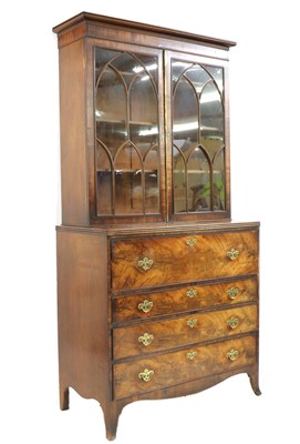Lot 331 - A George III mahogany secretaire bookcase