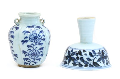 Lot 92 - A Chinese blue and white stem cup