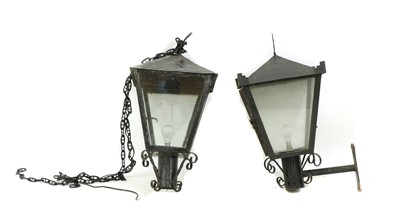 Lot 314 - A Victorian wrought iron wall lantern