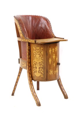 Lot 334 - A marquetry commode chair