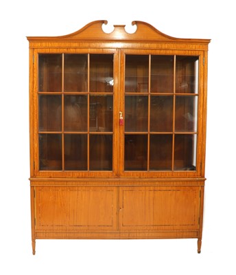 Lot 290 - Edwardian satinwood and rosewood strung display cabinet by Hampton & Sons