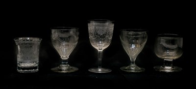 Lot 188 - A near pair of engraved glass rummers
