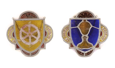 Lot 221 - A pair of stained glass Church panels
