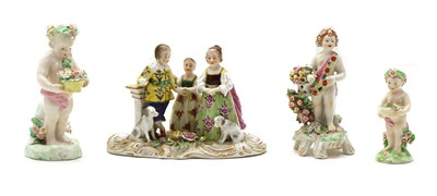 Lot 213 - A Derby porcelain cherub figure of a flower seller