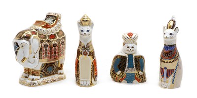 Lot 283 - Three Crown Derby model cats