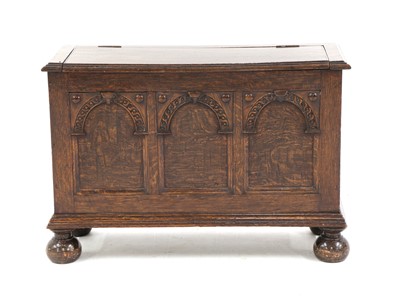 Lot 362 - A 17th century style diminutive oak coffer