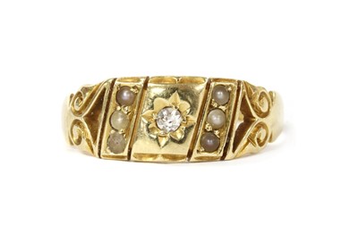 Lot 1005 - A Victorian gold diamond and split pearl ring