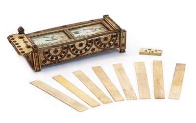 Lot 177 - A prisoner of war bone dominoes box