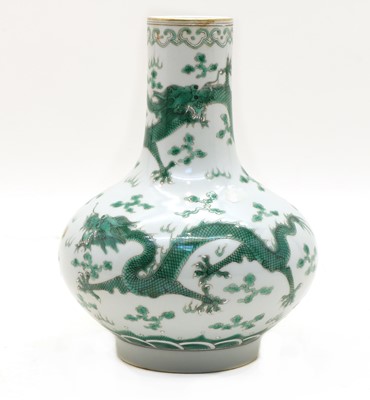 Lot 154 - A Chinese green enamelled vase