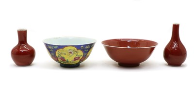 Lot 243 - A collection of Chinese copper-red glazed porcelain